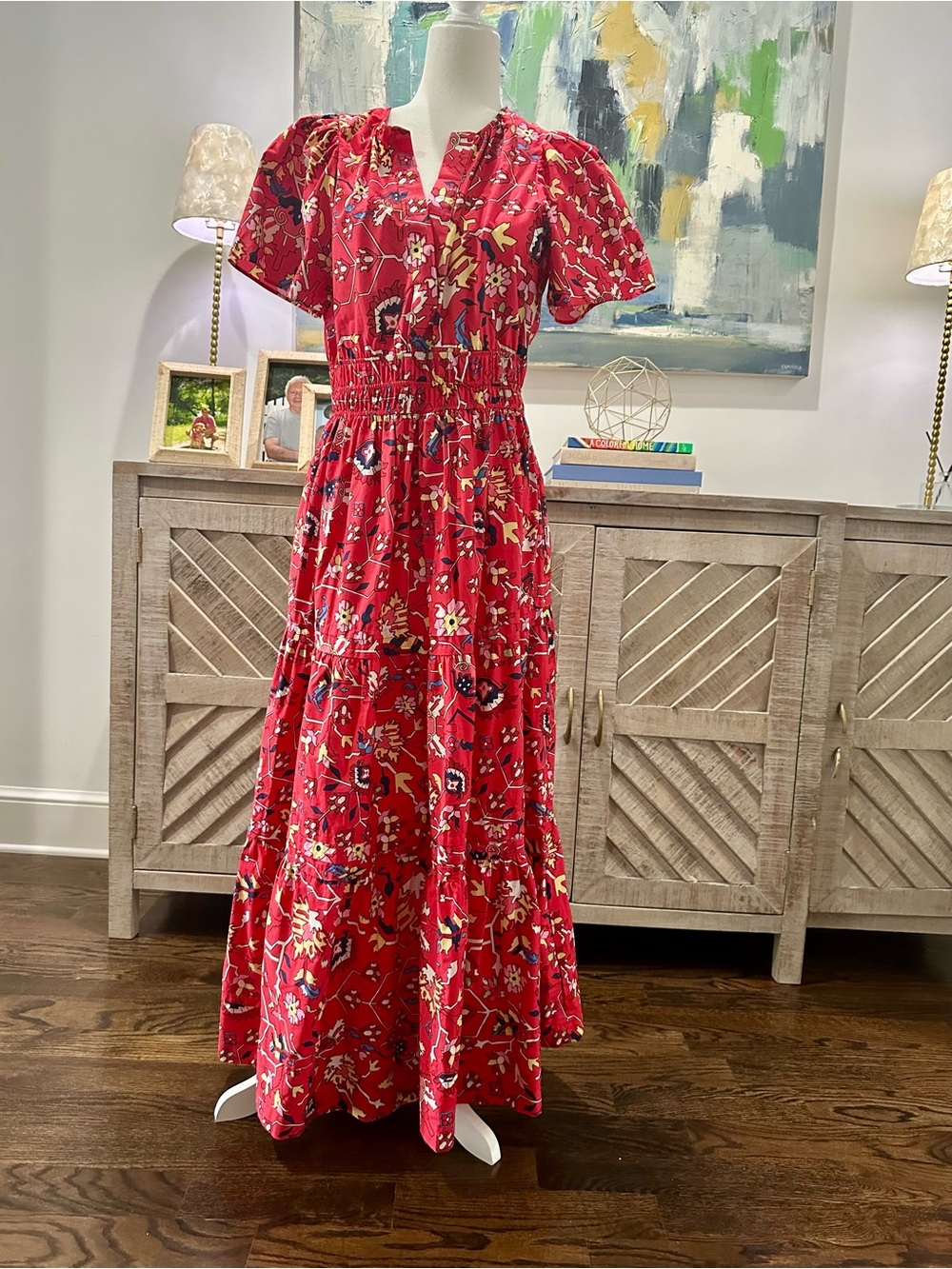 Maeve The Somerset Red Floral Tiered Maxi Dress - Women's